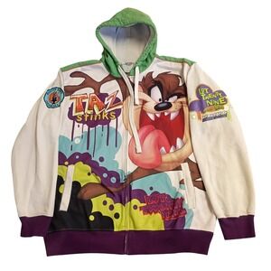 Lot 29 Taz Looney Tunes Full Zip Hoodie Mens XL Multi-Color Y2K Racing Graphic